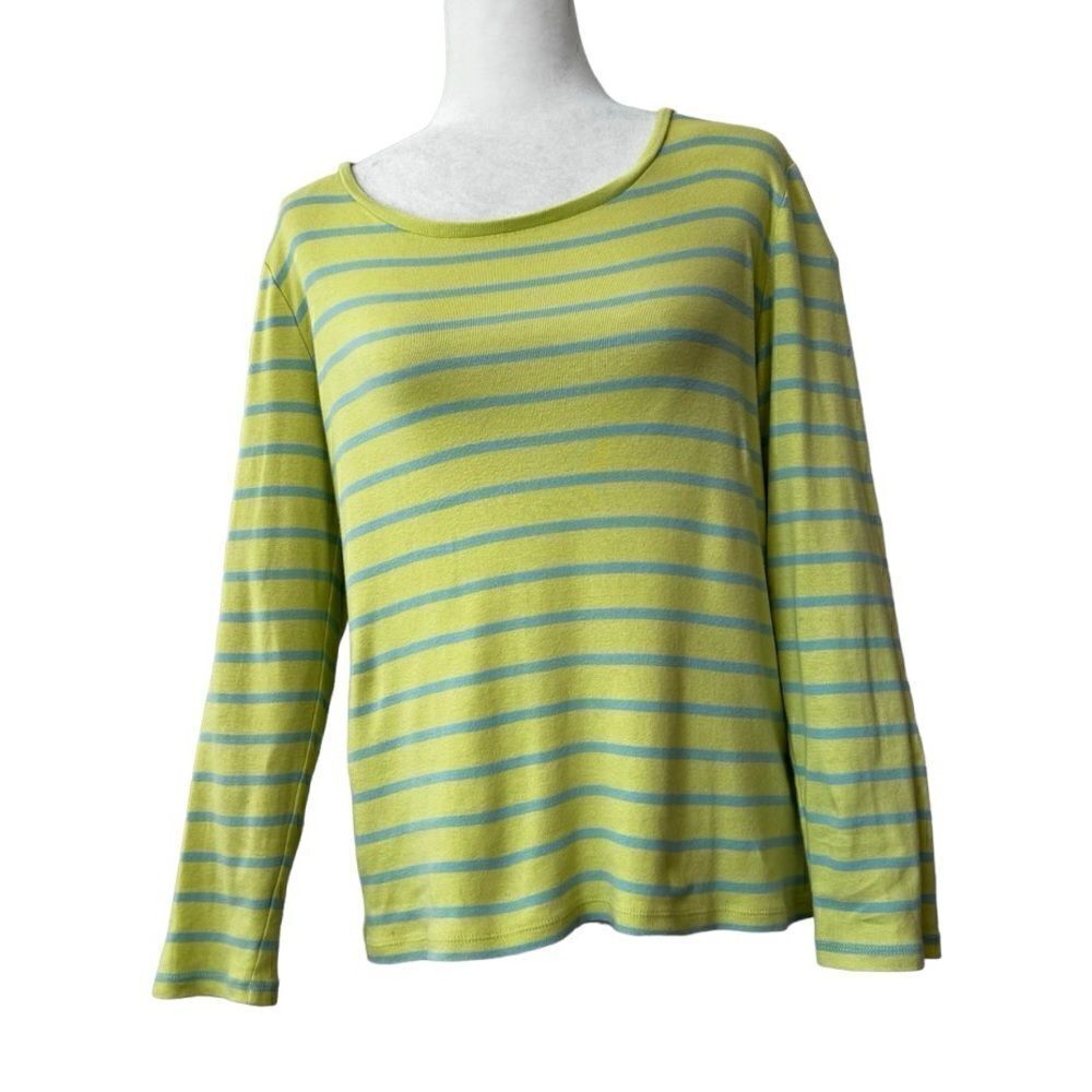 Ann Taylor Green Blue 100% Cotton Shirt Long Sleeve SZ XL